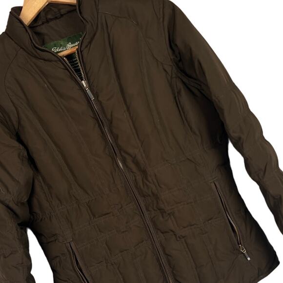 EDDIE BAUER DOWN Women's S Brown Quilted Puffer Zip Goose Down‎ Outdoor Jacket - Picture 1 of 11